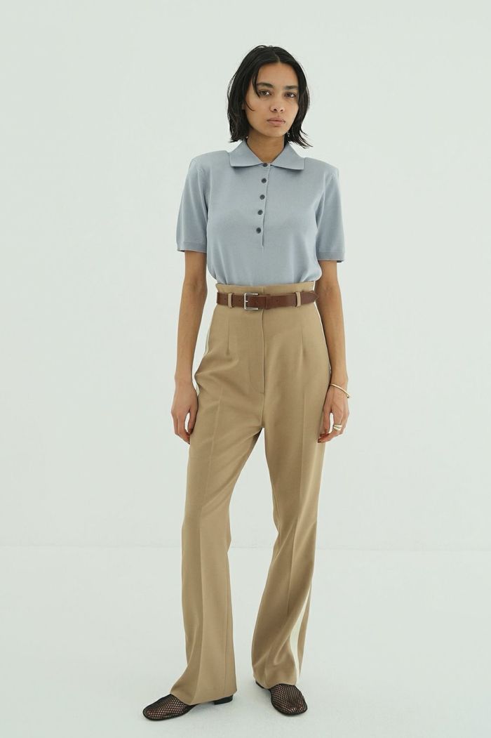 SHOULDER PADS POLO KNIT TOPS 18106-2192｜CLANE クラネ通販