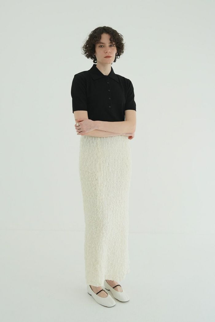 SHOULDER PADS POLO KNIT TOPS（ニット/セーター）｜CLANE