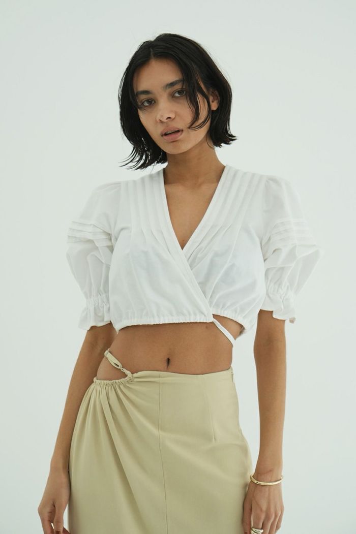 PINTUCK CROPPED BLOUSE 18122-4212｜CLANE クラネ通販