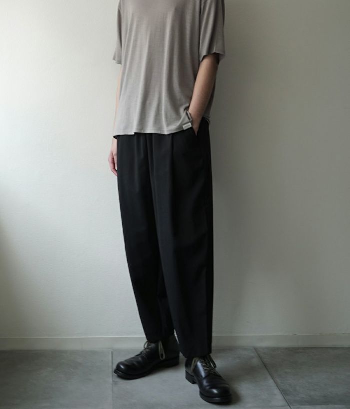 Super100s Washable Wool Tro / P/T Easy Pants (BLACK)｜COLINA