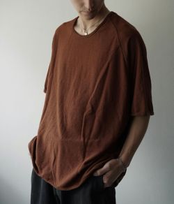 Natural Dyed Linen Heavy Jersey / Asymmetry Tee (弁柄染)