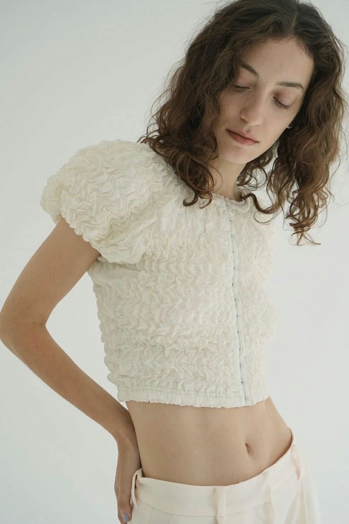 クラネ　clane シャーリングパフトップス　SHIRRING PUFFTOPS CLANE - シャーリングパフトップス - SHIRRING PUFF TOPS BLACK