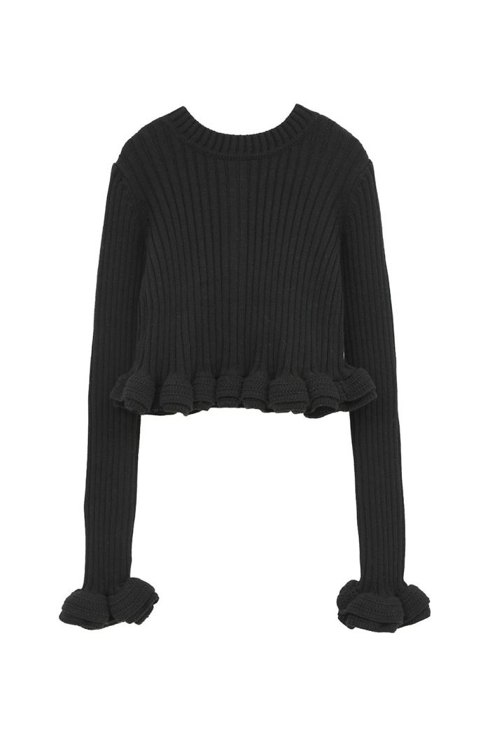 W FACE SHORT FRILLED KNIT TOPS 10106-2053｜CLANE クラネ通販